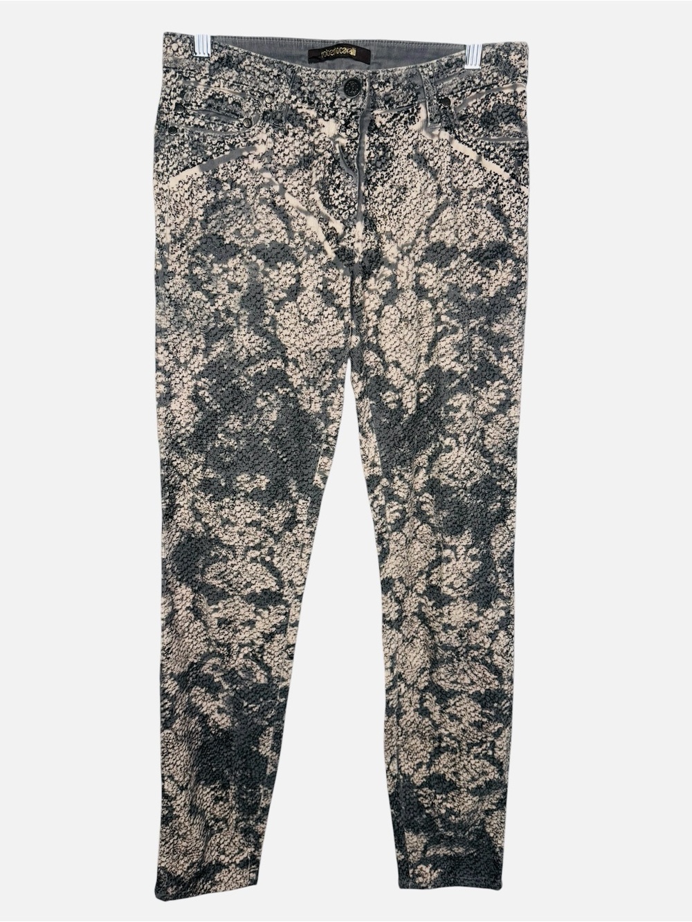 Roberto Cavalli Python Print Italian Pinwale Corduroy Jeans Size 6US/40IT